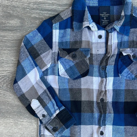 Faded Glory Flannel Plaid Long Sleeve Shirt, blue/grey - Picture 3 of 4